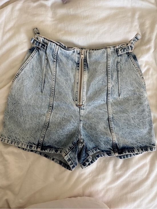 IRO Pants - IRO Powelly High Rise Acid Wash Denim Pleated Shorts Size 40 FR US 8